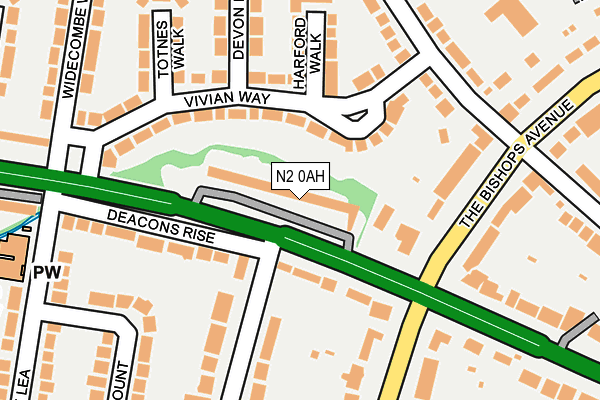 N2 0AH map - OS OpenMap – Local (Ordnance Survey)