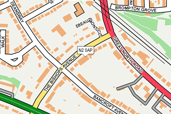 N2 0AP map - OS OpenMap – Local (Ordnance Survey)