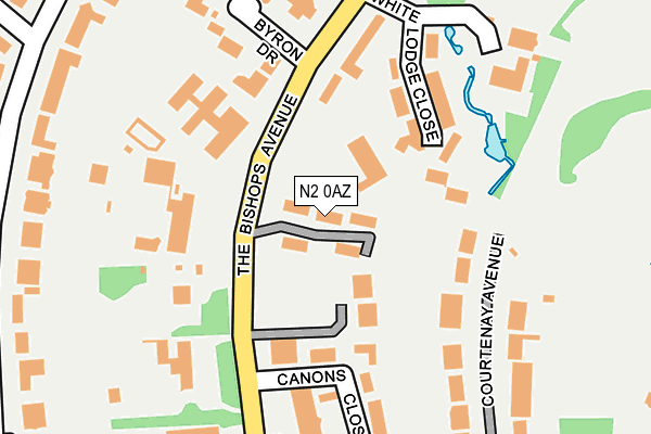 N2 0AZ map - OS OpenMap – Local (Ordnance Survey)