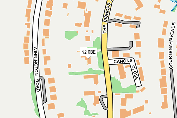 N2 0BE map - OS OpenMap – Local (Ordnance Survey)