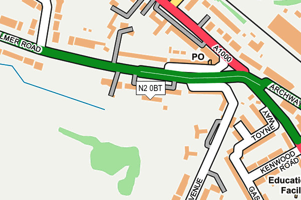 N2 0BT map - OS OpenMap – Local (Ordnance Survey)