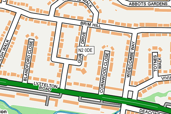 N2 0DE map - OS OpenMap – Local (Ordnance Survey)