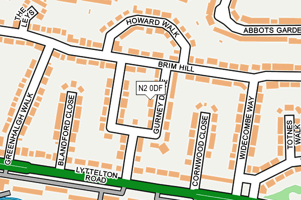 N2 0DF map - OS OpenMap – Local (Ordnance Survey)
