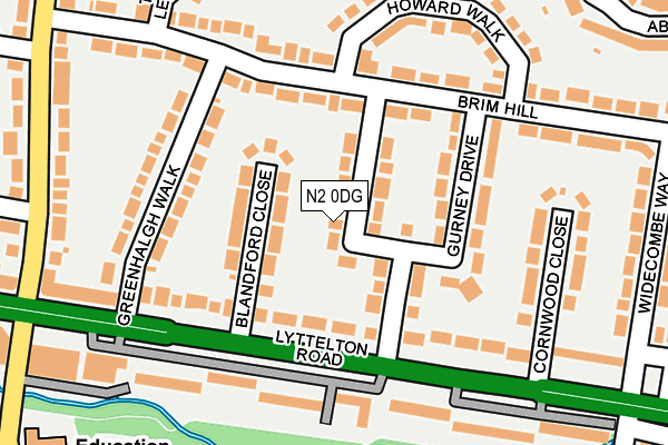 N2 0DG map - OS OpenMap – Local (Ordnance Survey)