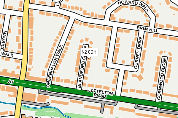 N2 0DH map - OS OpenMap – Local (Ordnance Survey)