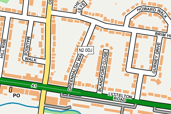 N2 0DJ map - OS OpenMap – Local (Ordnance Survey)