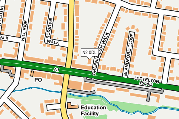 N2 0DL map - OS OpenMap – Local (Ordnance Survey)