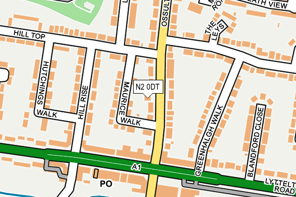 N2 0DT map - OS OpenMap – Local (Ordnance Survey)