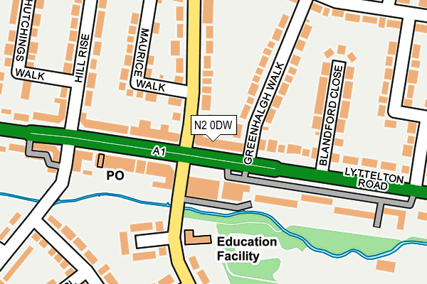 N2 0DW map - OS OpenMap – Local (Ordnance Survey)