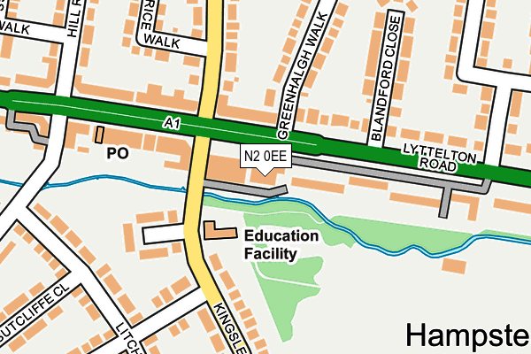 N2 0EE map - OS OpenMap – Local (Ordnance Survey)