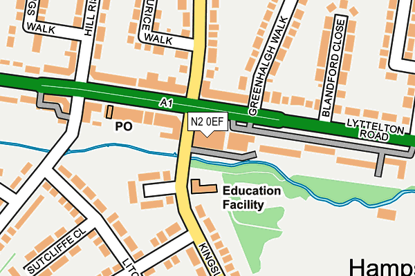 N2 0EF map - OS OpenMap – Local (Ordnance Survey)