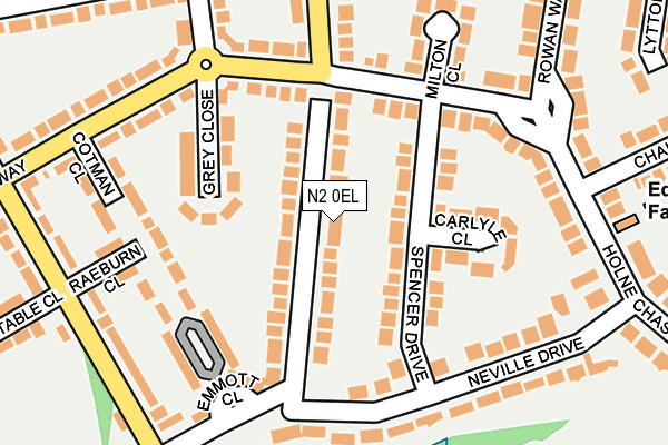 N2 0EL map - OS OpenMap – Local (Ordnance Survey)
