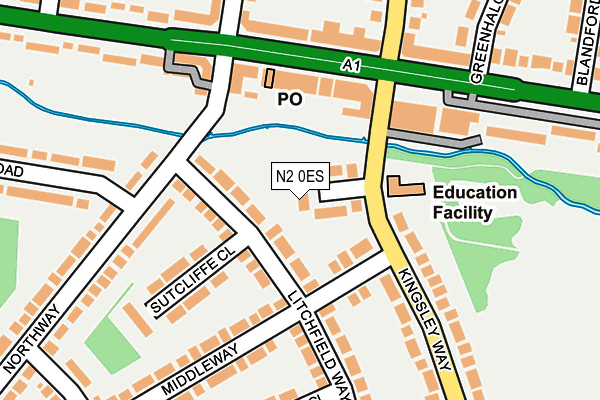 N2 0ES map - OS OpenMap – Local (Ordnance Survey)