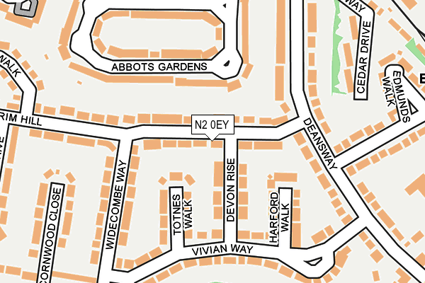 N2 0EY map - OS OpenMap – Local (Ordnance Survey)