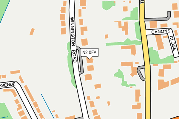 N2 0FA map - OS OpenMap – Local (Ordnance Survey)