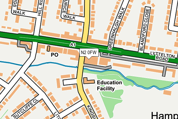 N2 0FW map - OS OpenMap – Local (Ordnance Survey)