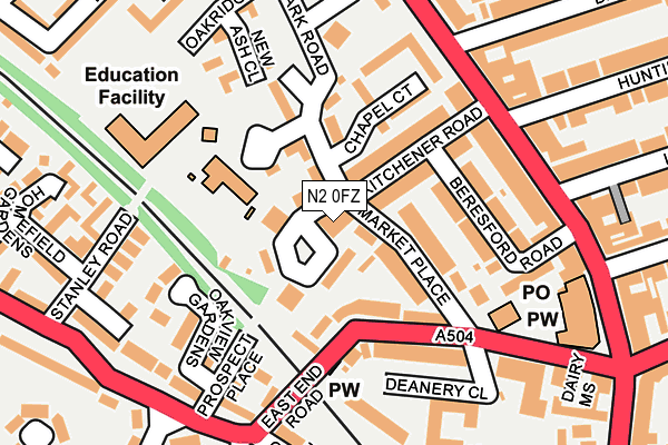 N2 0FZ map - OS OpenMap – Local (Ordnance Survey)