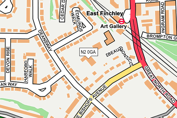 N2 0GA map - OS OpenMap – Local (Ordnance Survey)