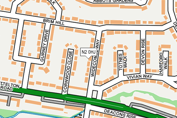 N2 0HJ map - OS OpenMap – Local (Ordnance Survey)