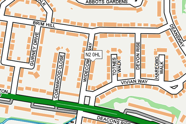 N2 0HL map - OS OpenMap – Local (Ordnance Survey)