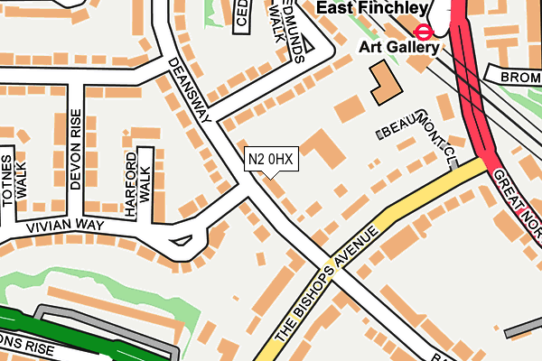 N2 0HX map - OS OpenMap – Local (Ordnance Survey)