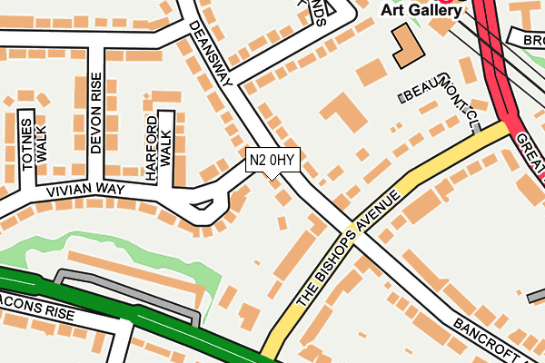 N2 0HY map - OS OpenMap – Local (Ordnance Survey)