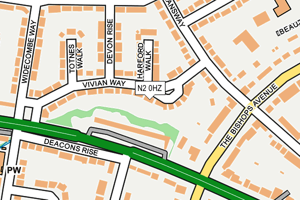 N2 0HZ map - OS OpenMap – Local (Ordnance Survey)