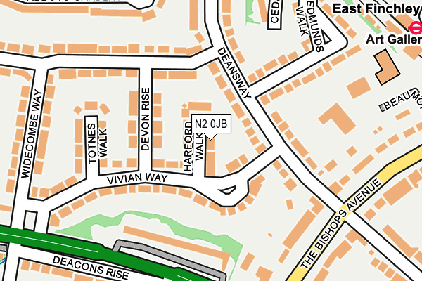 N2 0JB map - OS OpenMap – Local (Ordnance Survey)
