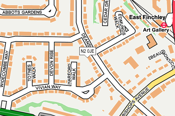 N2 0JE map - OS OpenMap – Local (Ordnance Survey)