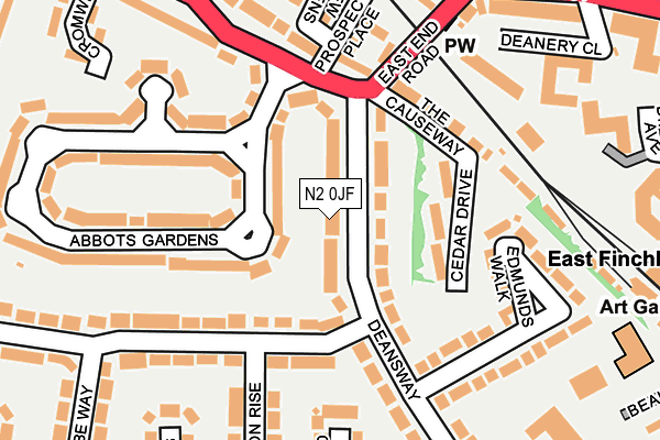 N2 0JF map - OS OpenMap – Local (Ordnance Survey)