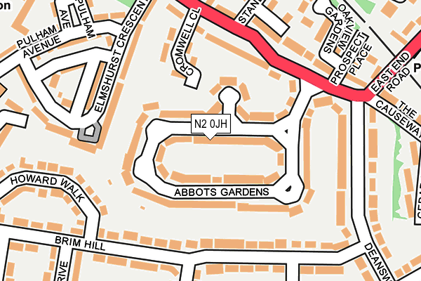 N2 0JH map - OS OpenMap – Local (Ordnance Survey)