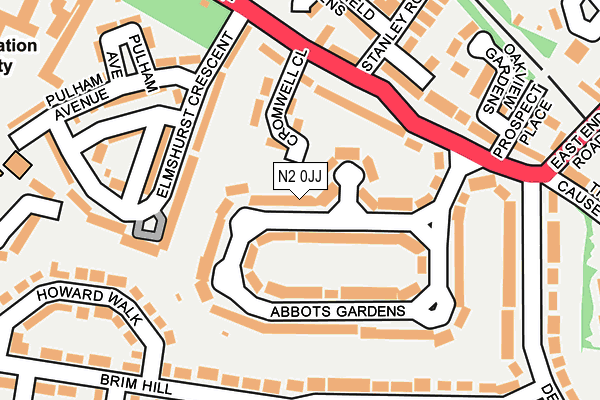 N2 0JJ map - OS OpenMap – Local (Ordnance Survey)