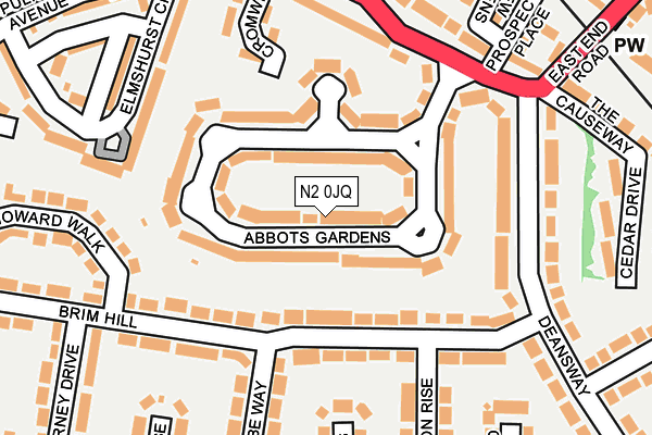 N2 0JQ map - OS OpenMap – Local (Ordnance Survey)