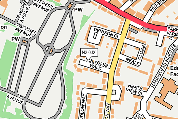 N2 0JX map - OS OpenMap – Local (Ordnance Survey)