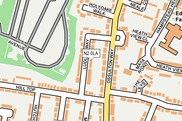 N2 0LA map - OS OpenMap – Local (Ordnance Survey)