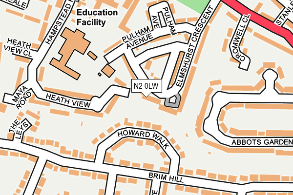 N2 0LW map - OS OpenMap – Local (Ordnance Survey)