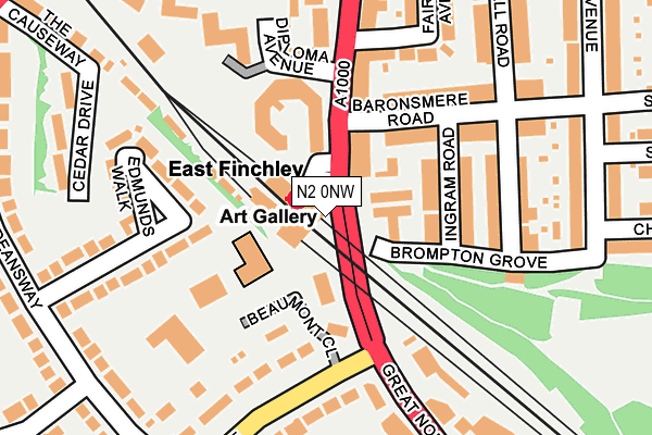 N2 0NW map - OS OpenMap – Local (Ordnance Survey)