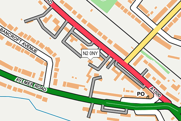 N2 0NY map - OS OpenMap – Local (Ordnance Survey)