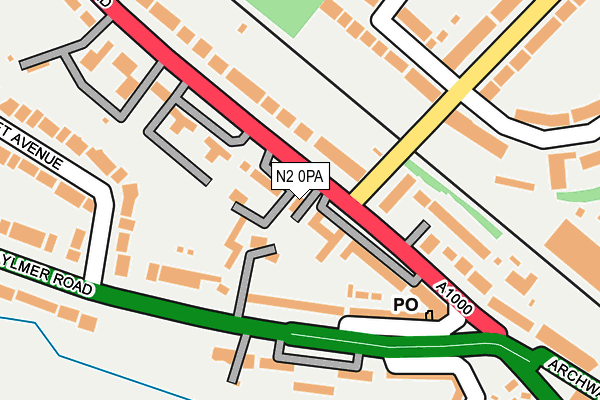 N2 0PA map - OS OpenMap – Local (Ordnance Survey)