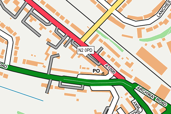 N2 0PD map - OS OpenMap – Local (Ordnance Survey)
