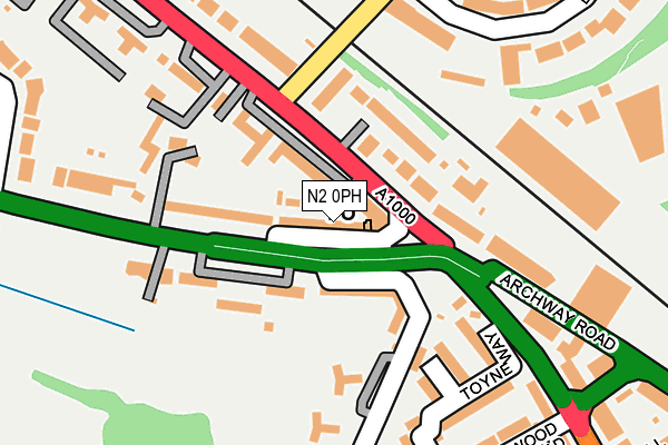N2 0PH map - OS OpenMap – Local (Ordnance Survey)