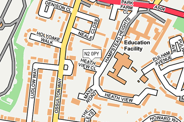 N2 0PY map - OS OpenMap – Local (Ordnance Survey)
