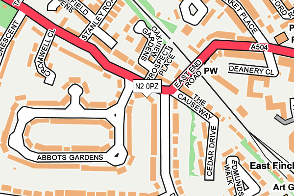 N2 0PZ map - OS OpenMap – Local (Ordnance Survey)