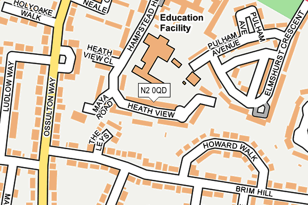 N2 0QD map - OS OpenMap – Local (Ordnance Survey)