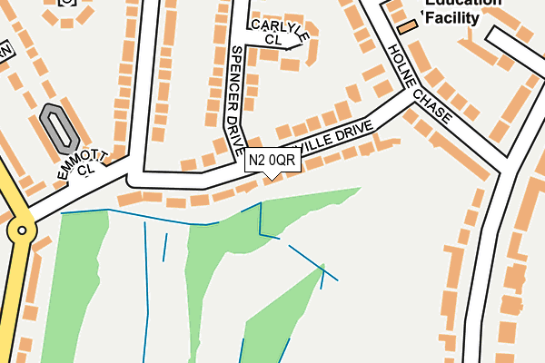 N2 0QR map - OS OpenMap – Local (Ordnance Survey)