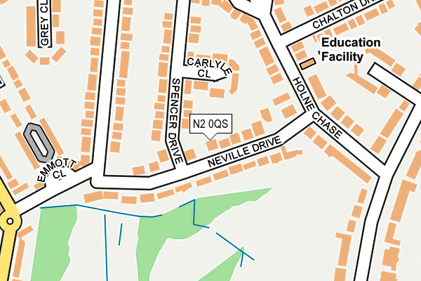 N2 0QS map - OS OpenMap – Local (Ordnance Survey)