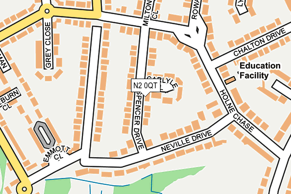 N2 0QT map - OS OpenMap – Local (Ordnance Survey)