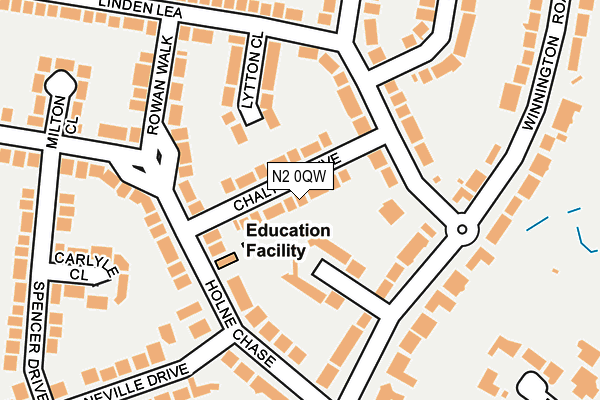 N2 0QW map - OS OpenMap – Local (Ordnance Survey)