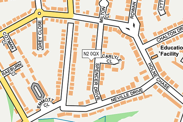 N2 0QX map - OS OpenMap – Local (Ordnance Survey)