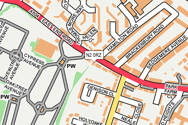 N2 0RZ map - OS OpenMap – Local (Ordnance Survey)